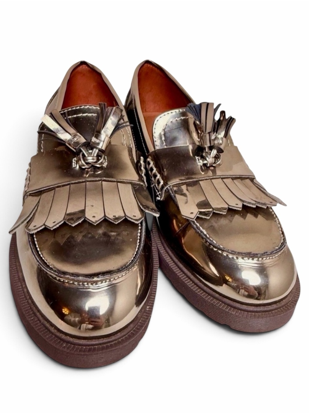 Marc Fisher Johnie Metallic Kiltie Tassel Lug Loafers Womens 8